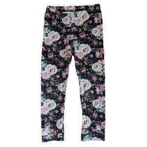 Little & Lively Bamboo Floral Purple Black Leggings 2T